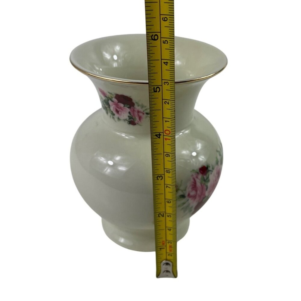 Formalities By Baum Bros Porcelain Vase With Floral Design & Gold Rim - Picture 9 of 12